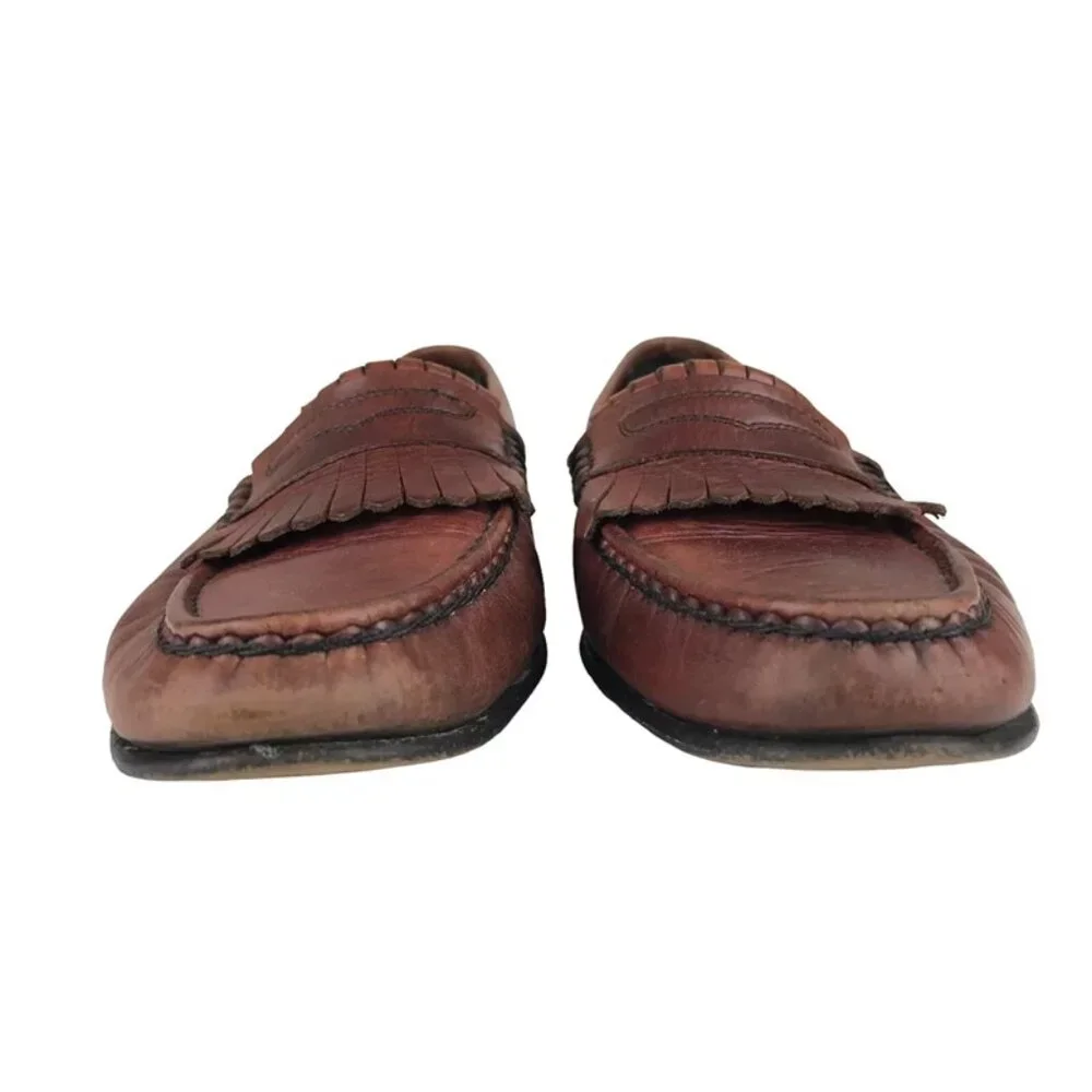 Florsheim Mens Brown Leather Almond Toe Slip on‎ Classic Moccasin Size US 8D